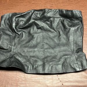 Used leather zipper strapless top